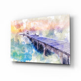 Illustration Dock Glass Wall Art.